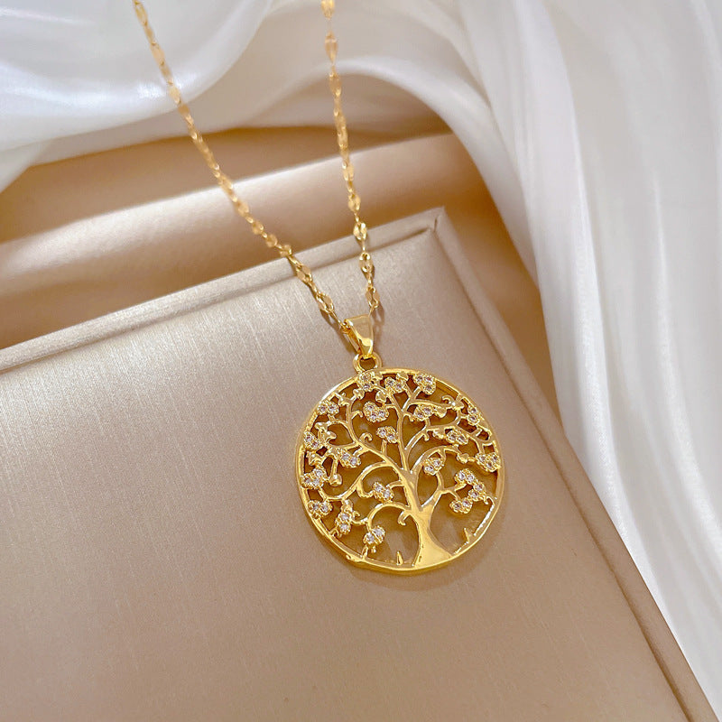 Geometric Luxury Plated Stainless Steel Necklace for Women with Titanium Steel Chain