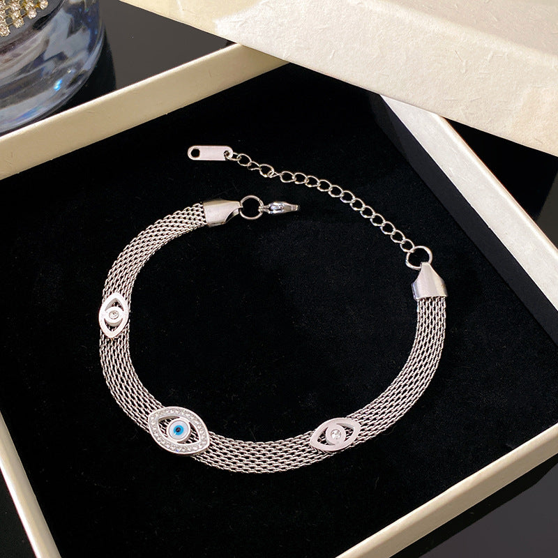 Geometric Heart Square Mesh Titanium Steel Bracelet Plated Unisex