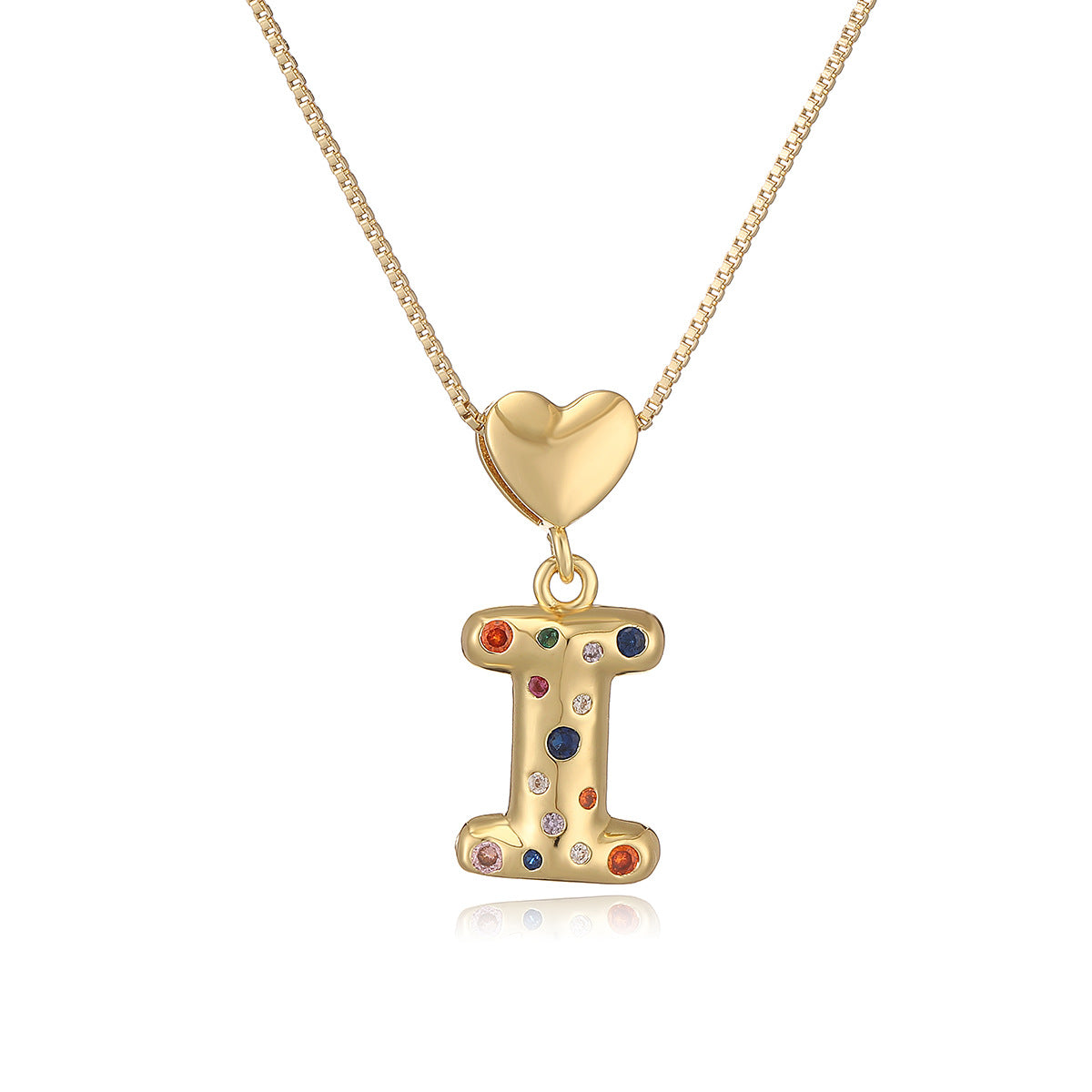 Collana Pendente Minimalista a Lettera in Rame Placcato Oro 18K con Intarsio di Zirconi per Donna