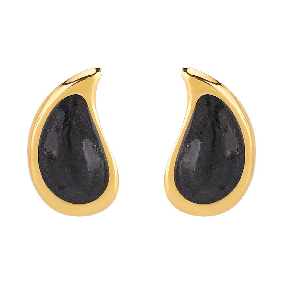 Pendientes de tuerca de acero inoxidable con forma de lágrima de esmalte vintage para mujer con estética retro artística