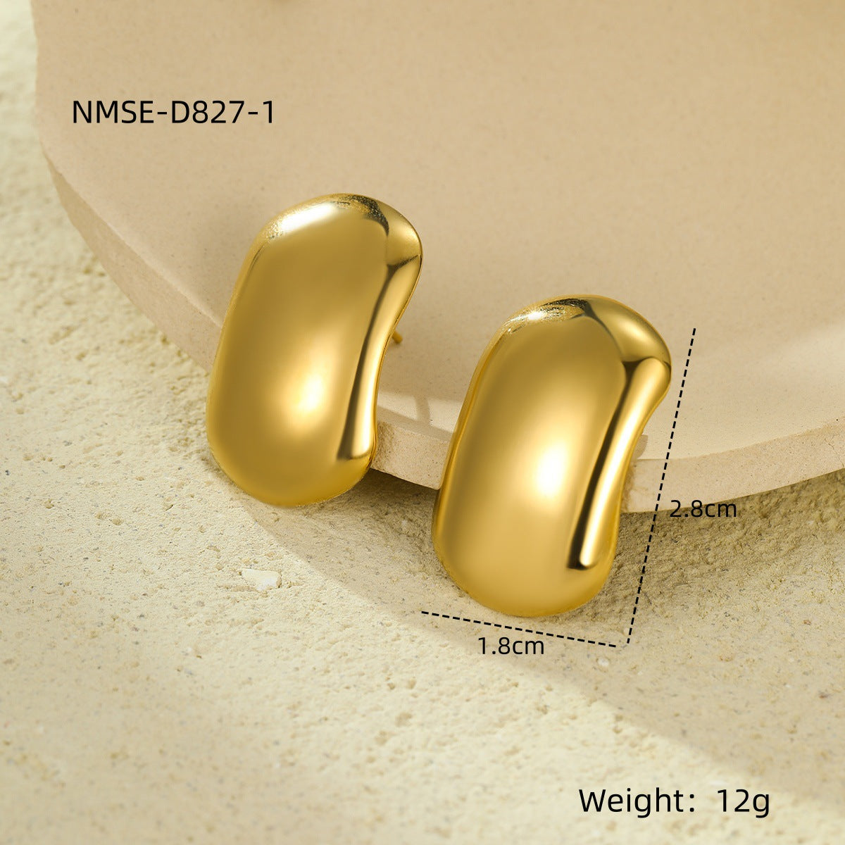 Pendientes Minimalistas Cuadrados de Acero Inoxidable con Baño de Oro de 18K para Mujer