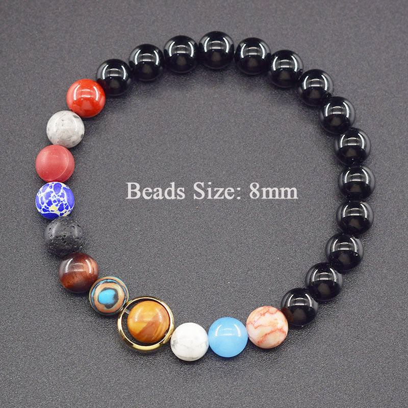 Classic Sweet Natural Gemstone Round Geometric Stretch Bracelet Unisex Jewelry Gift