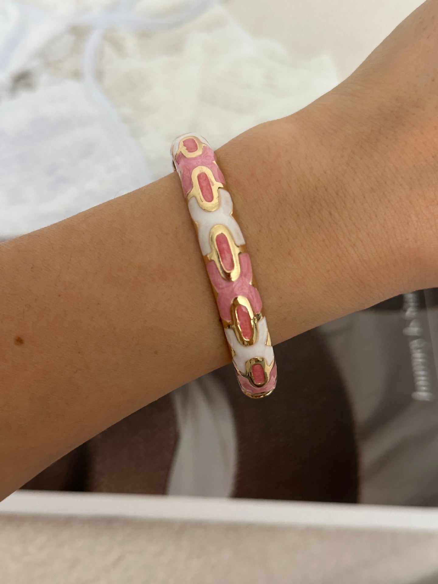 Ethnic Geometric Enamel Plated Alloy Bamboo Bangle for Women