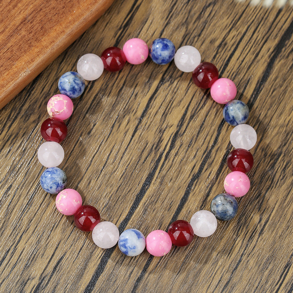 Round Agate Beaded Bracelet