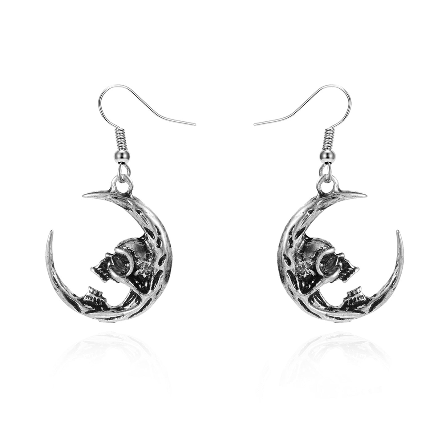 Pendientes de aleación con diseño punk geométrico para Halloween con fantasmas, calabazas, arañas y calaveras con rosas