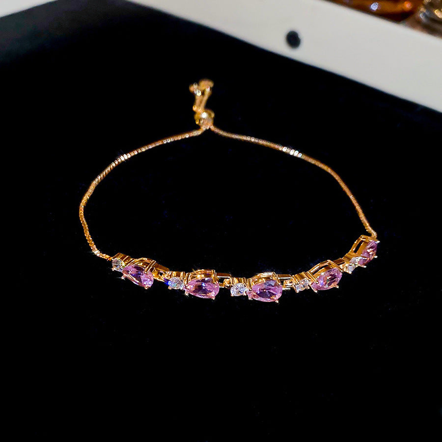 Luxury Elegant Geometric Alloy Plated Bracelet with Cubic Zirconia for Women