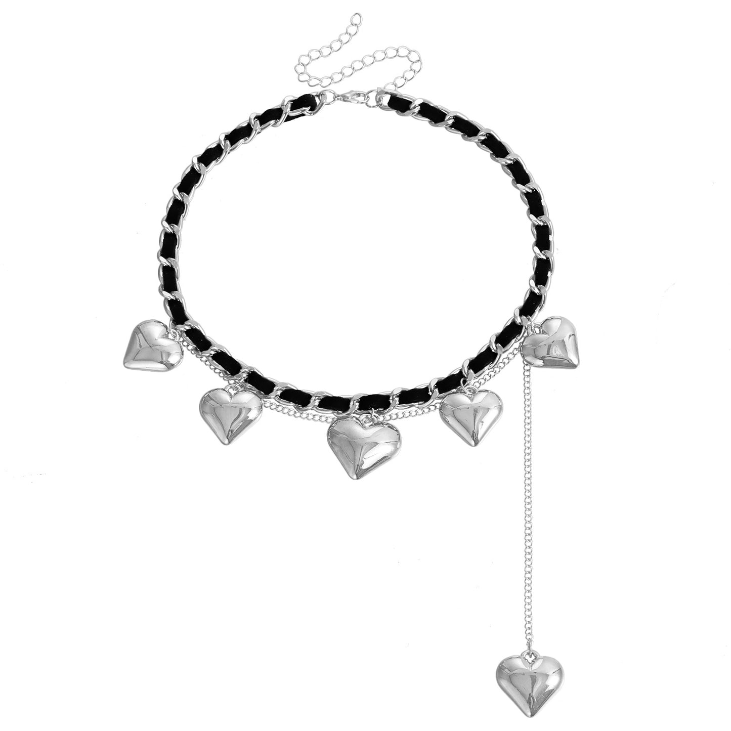 Minimalist Bear Pendant Necklace with Heart Charm on Metal Chain for Women