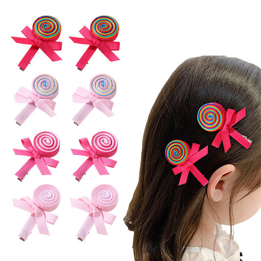 Fermaglio per capelli a forma di fiocco in stile naturale per ragazze, realizzato in tessuto con dettagli arricciati e in rete
