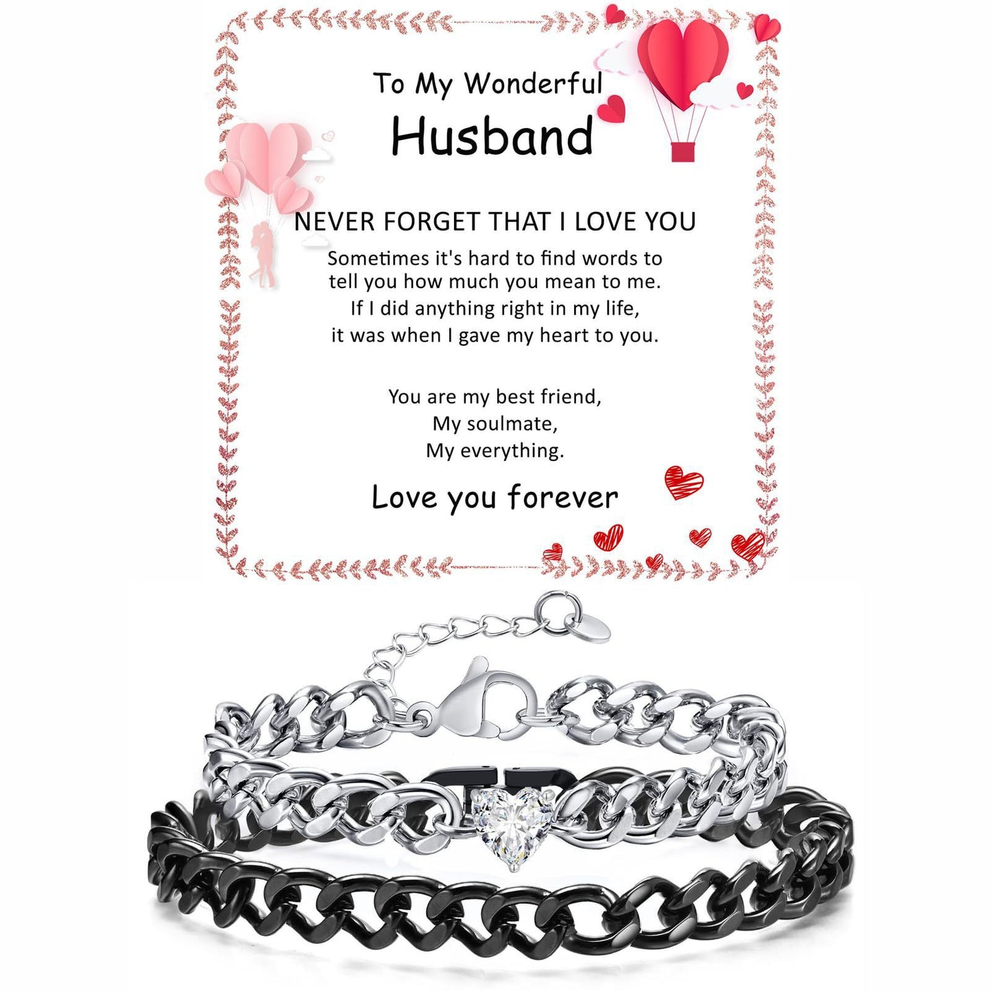 Minimalist Heart Geometric Stainless Steel Plated Cuban Link Chain Bracelet Unisex Adjustable Fashion Jewelry Gift