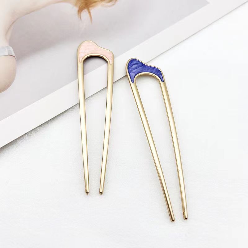 Minimalist Geometric Alloy Plated Hair Fork U-Shaped Hair Pin