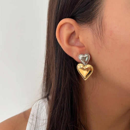 Orecchini a Cuore Minimalisti in Acciaio Inossidabile con Finitura Galvanizzata da Donna