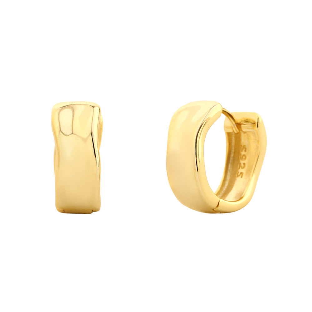 Pendientes de aro geométricos minimalistas de plata de ley S925 para mujer con acabado pulido