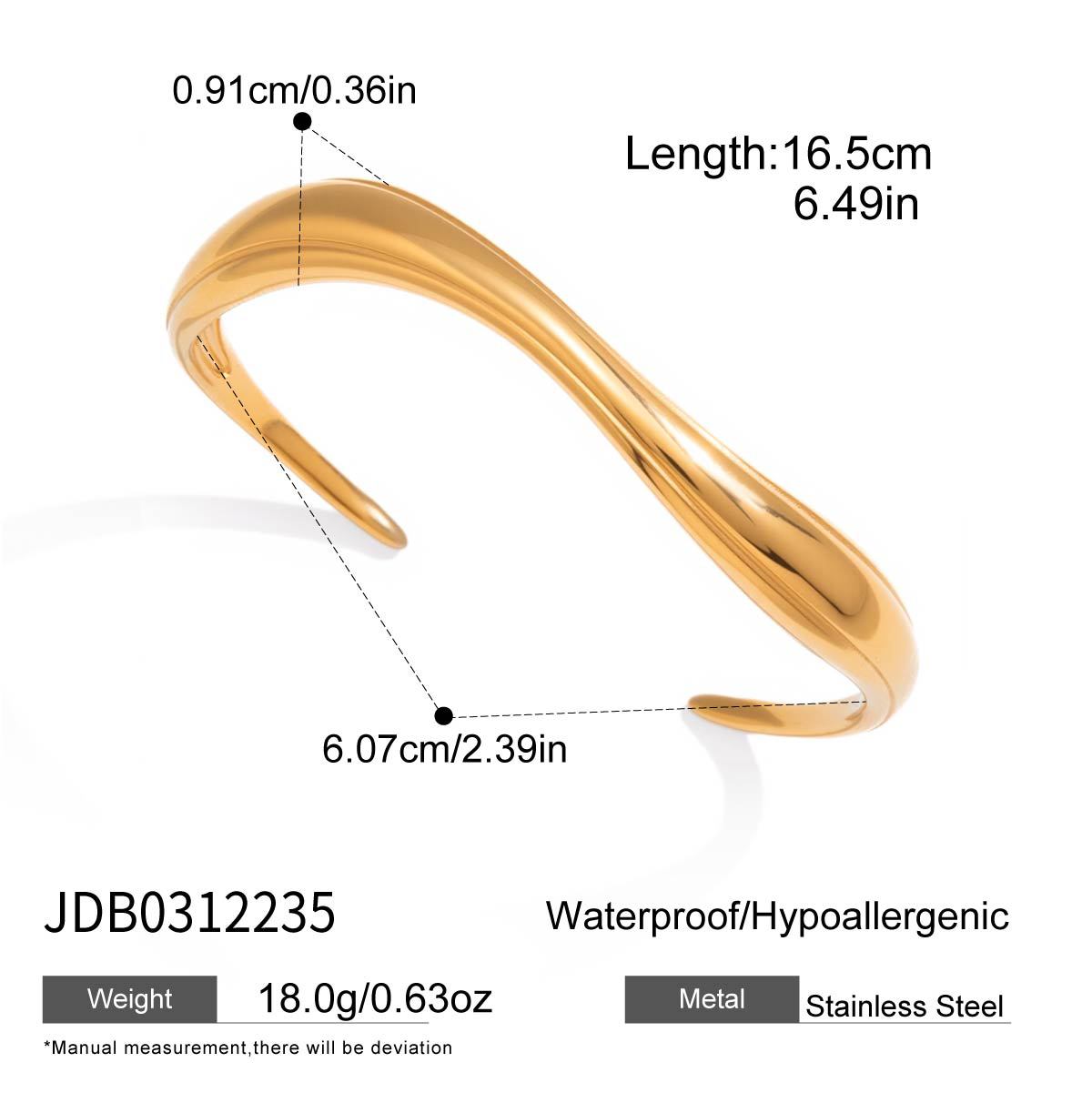Geometric Wave Plated Stainless Steel Bracelet for Women