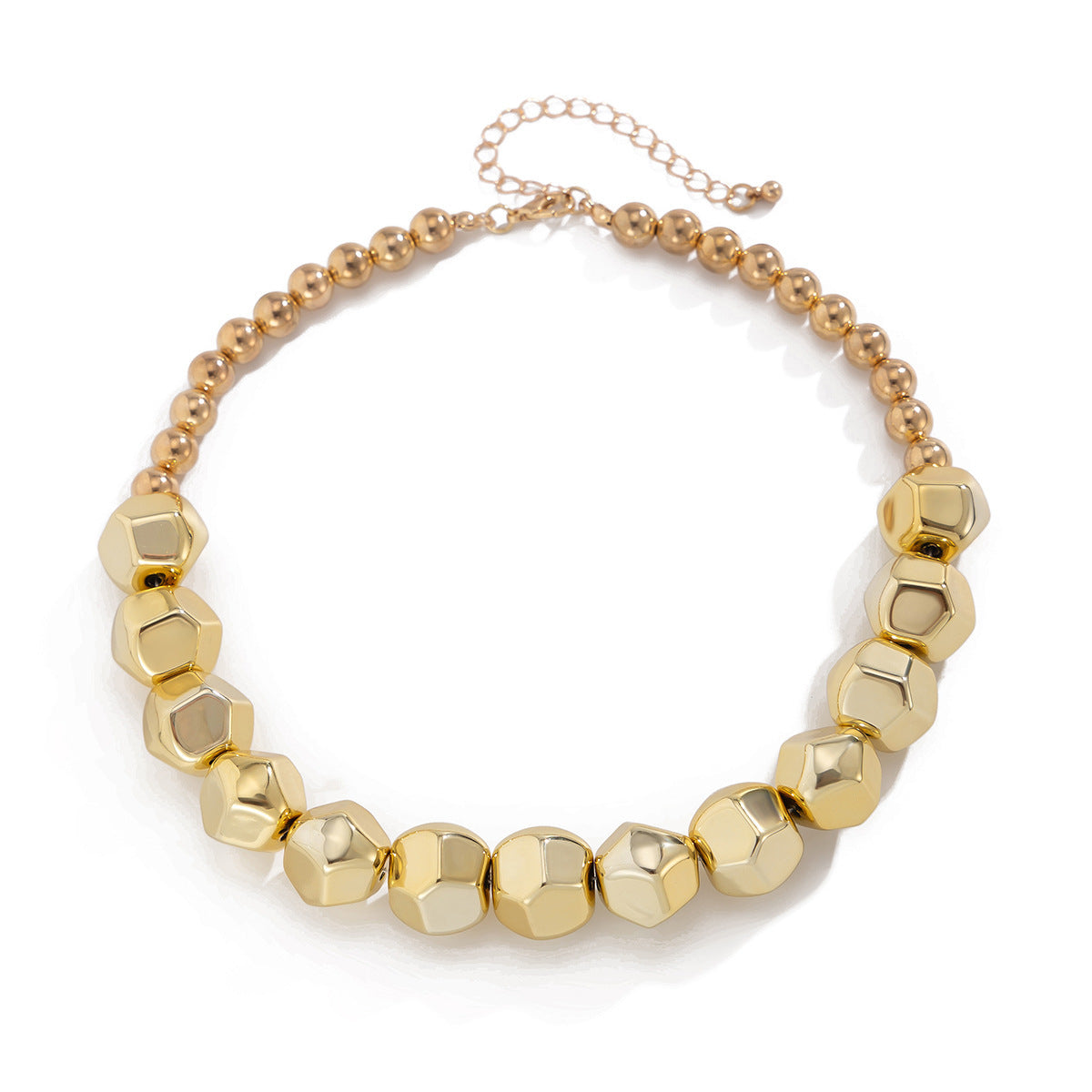Collana da donna con clavicola geometrica testurizzata, pendente in lega con finitura galvanica e dettagli esagonali