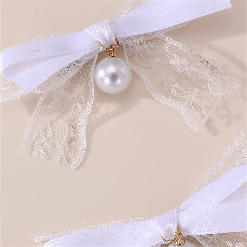 Fermaglio per Capelli a Fiocco Stile Naturale per Bambini in Tulle con Increspature e Texture a Rete