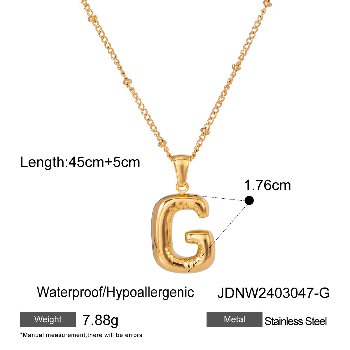 Minimalist Stainless Steel Letter Pendant Necklace Plated Titanium Steel Chain for Women