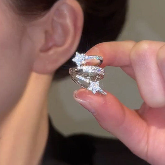 Pendientes de cobre minimalistas con circonitas en forma de estrella para mujer, elegantes, ligeros, de lujo