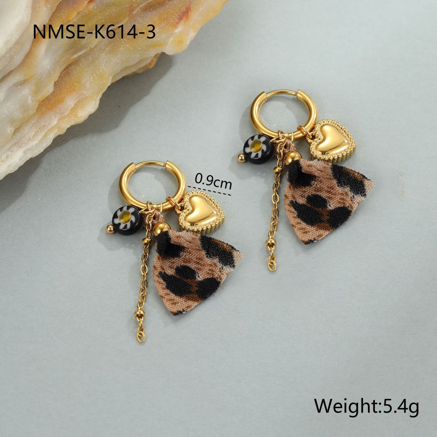 Elegante collar de acero inoxidable con estampado de leopardo geométrico y acabado chapado para mujer