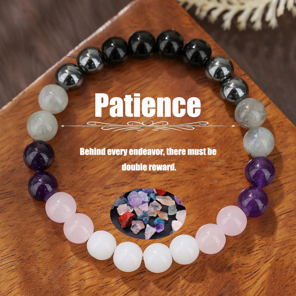 Natural Gemstone Geometric Round Beaded Bracelet Unisex