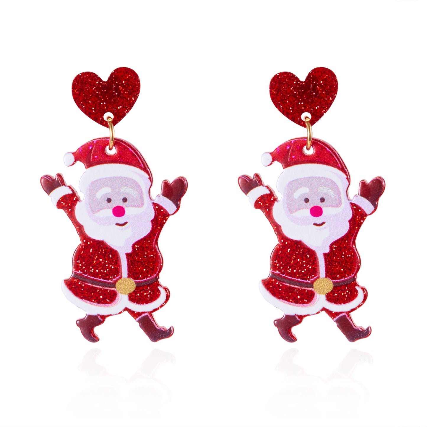 Pendientes acrílicos navideños para mujer con diseños de renos y bastones de caramelo con postes de acero inoxidable