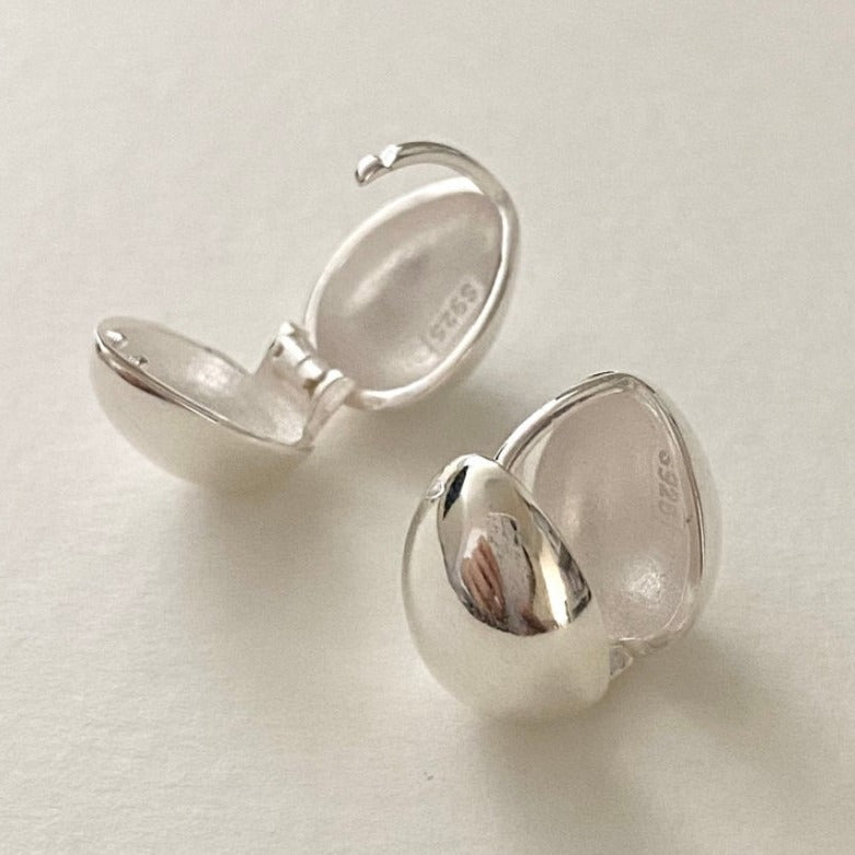 Minimalist French Style Oval Dangle Earrings in 925 Sterling Silver with Gold Plating