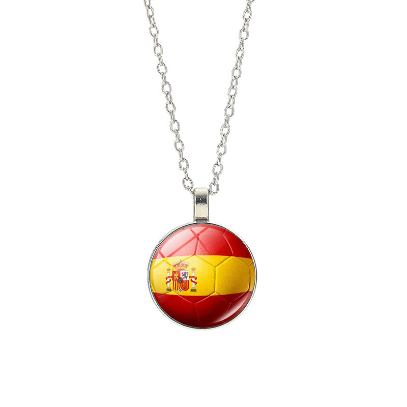 Collana Unisex Casual con Pendente Rotondo Geometrico in Cristallo, Placcato in Lega, con Catena a Cavo