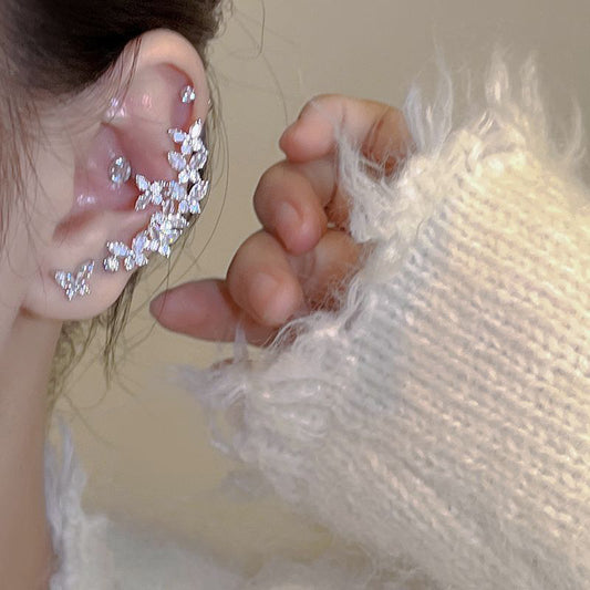 Eleganti Orecchini a Farfalla con Zirconi Intarsiati in Rame con Perni in Acciaio Inossidabile per Donna