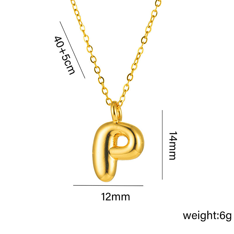 Collar minimalista de acero de titanio chapado en oro de 18 quilates con forma de letra delicada para mujer