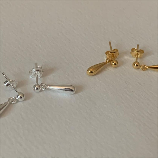 Pendientes Colgantes Geométricos Minimalistas en Plata de Ley 925 con Baño para Mujer