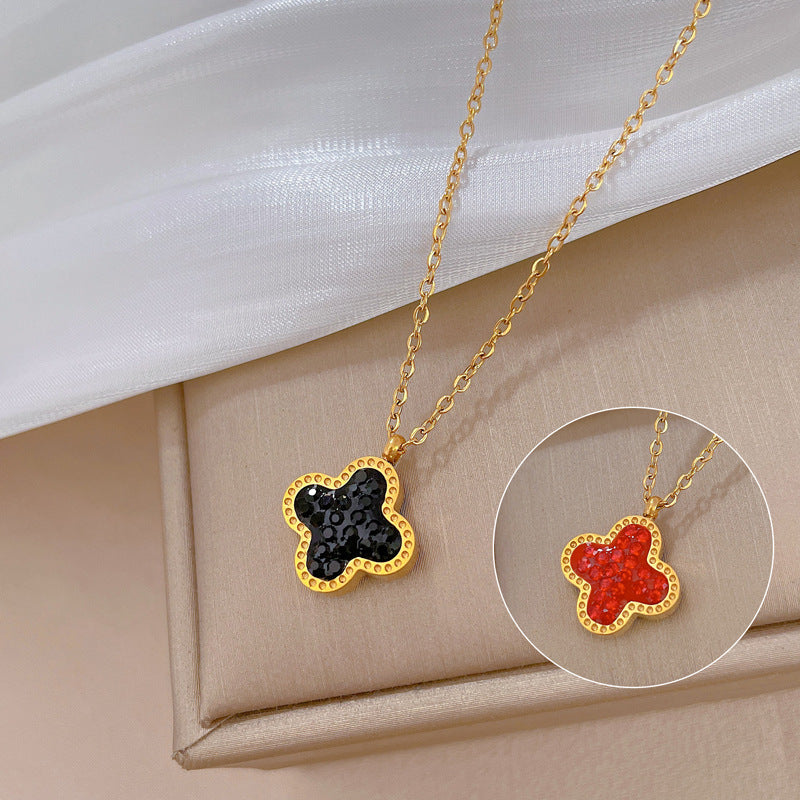 Collana con pendente geometrico minimalista in titanio e acciaio placcato unisex