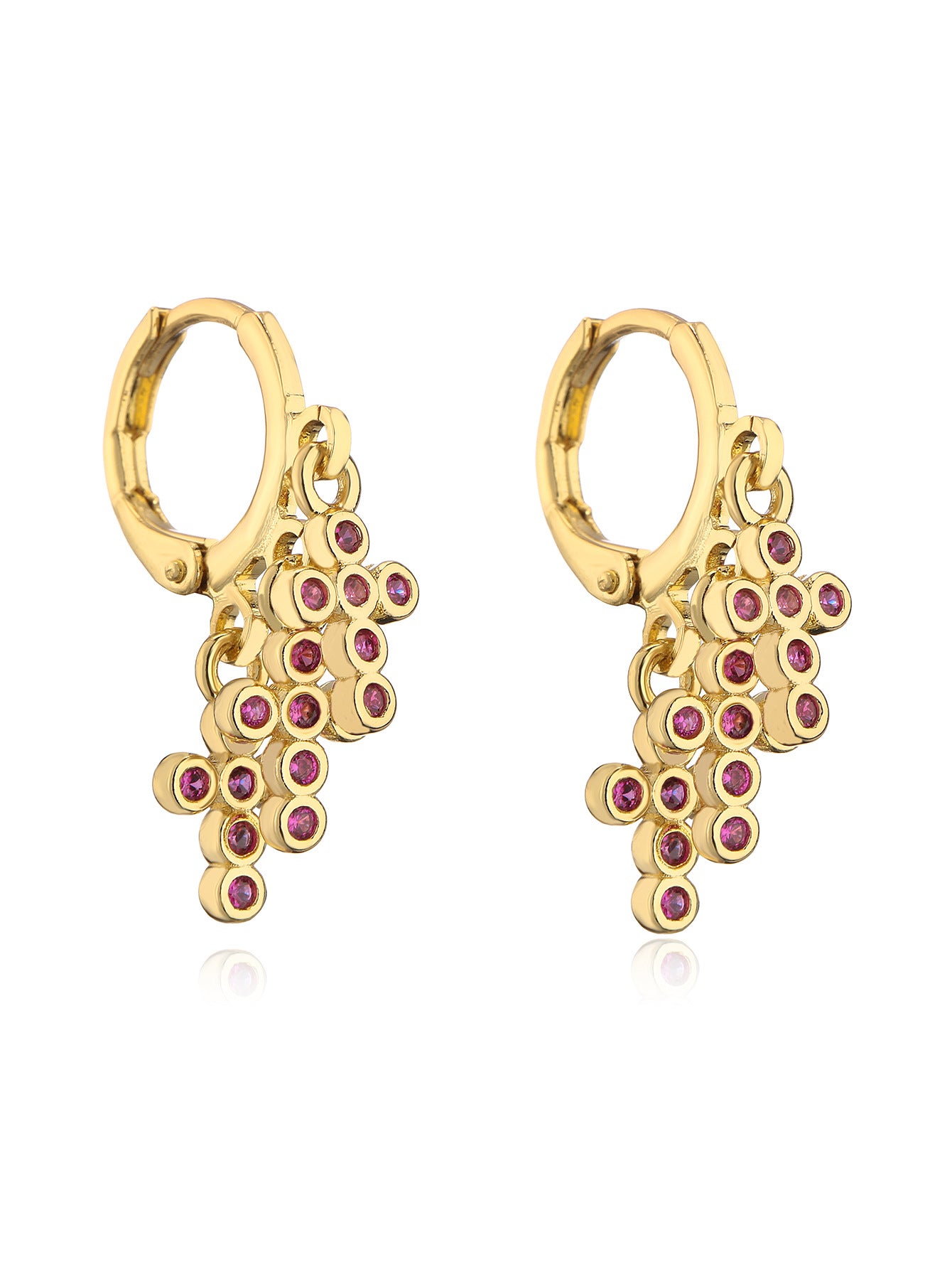 Geometric Pendant Earrings for Women with Copper Base Plated in 18K Gold and Micro-Pave Zirconia