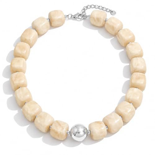 Casual Square Resin Polished Pendant Necklace for Women
