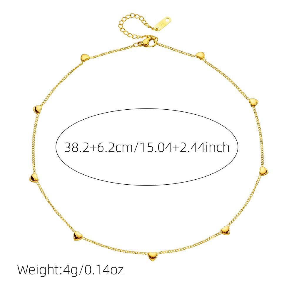 Elegant Gold Plated Stainless Steel Heart Pendant Necklace Serpentine Chain