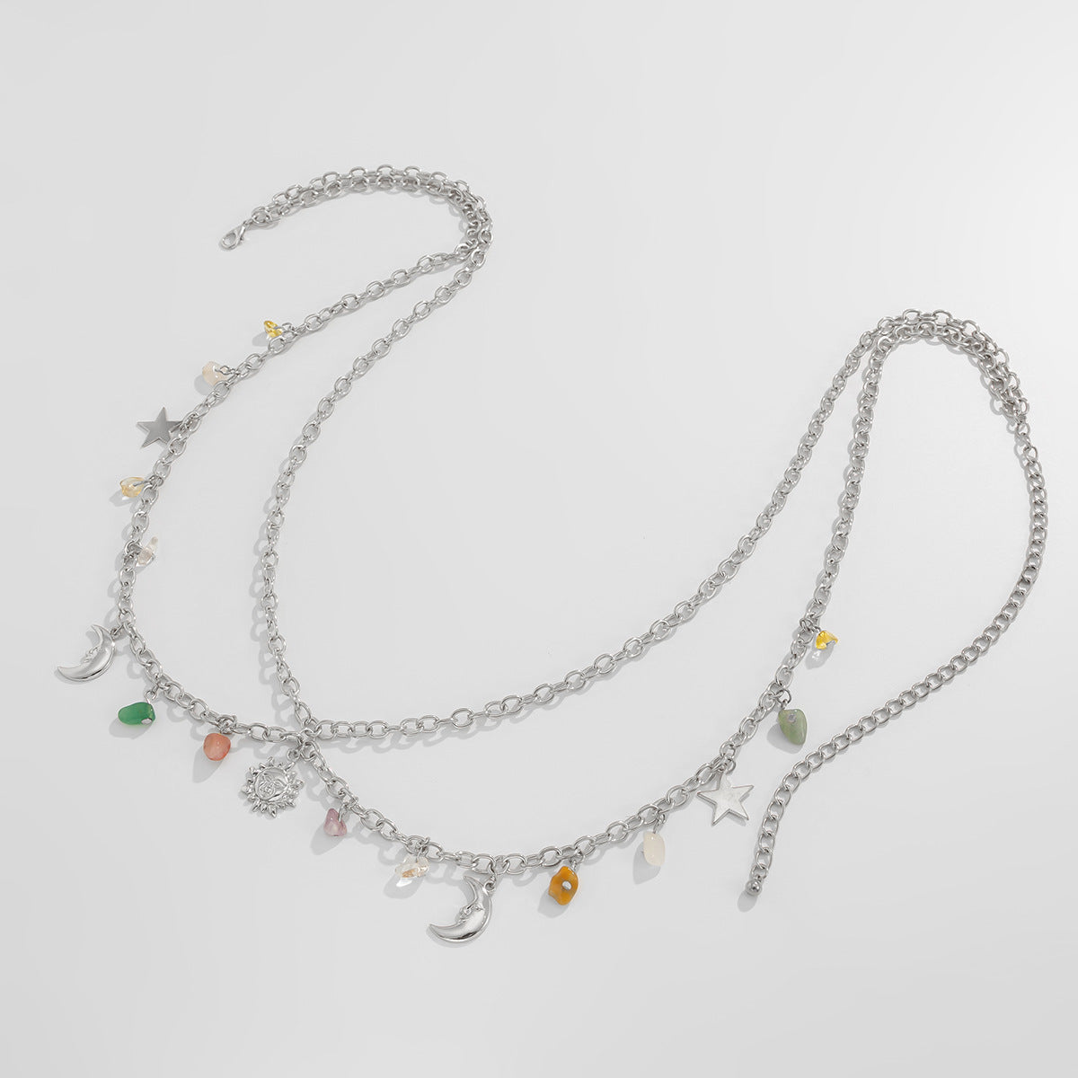 Minimalist Polished Iron Star Pendant Double Layer Body Chain for Women