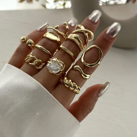 Anello regolabile da donna placcato in lega geometrica