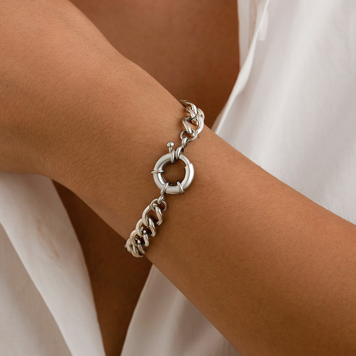 Punk Geometric Alloy Plated Bracelet for Women