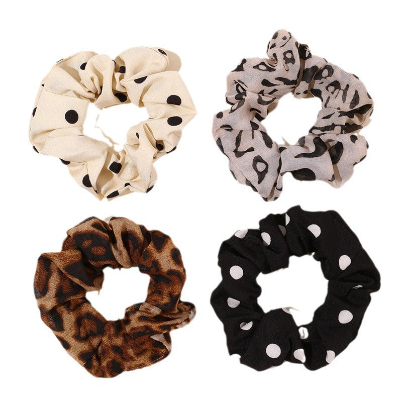 Set di elastici per capelli minimalisti a pois da bambina con motivo a margherita e texture a maglia in tessuto
