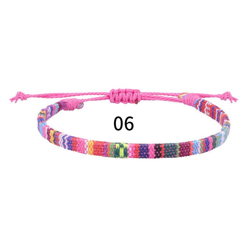 Bohemian Rainbow Braided Cotton Linen Anklet Unisex Adjustable Foot Jewelry