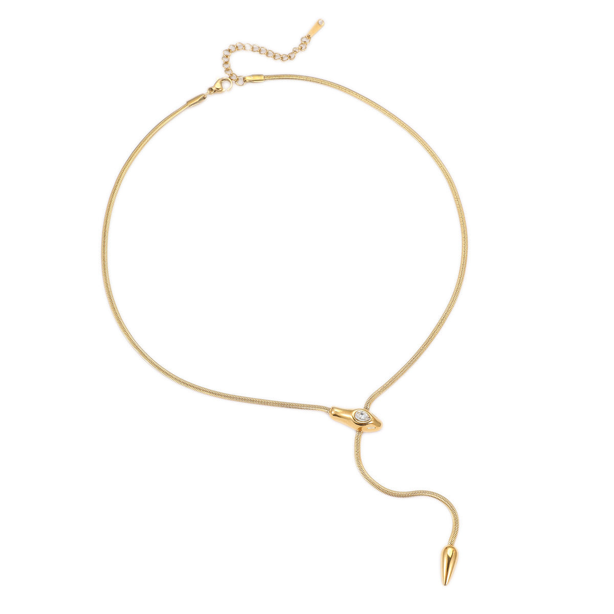 Collana da donna alla moda in acciaio inossidabile a forma di serpente con intarsio in zircone, catena clavicola retrò minimalista
