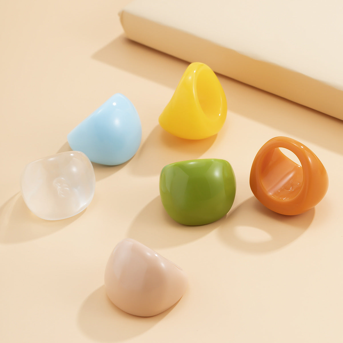 Minimalist Geometric Oval Polished Resin Ring for Women