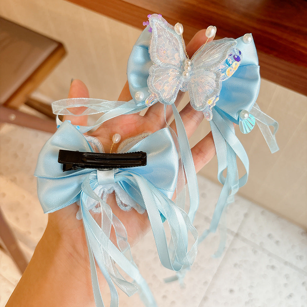 Graziose mollette per capelli a forma di fiocco per donne e ragazze, fermaglio per capelli fatto a mano in tessuto con design a farfalla, misura grande per capelli spessi