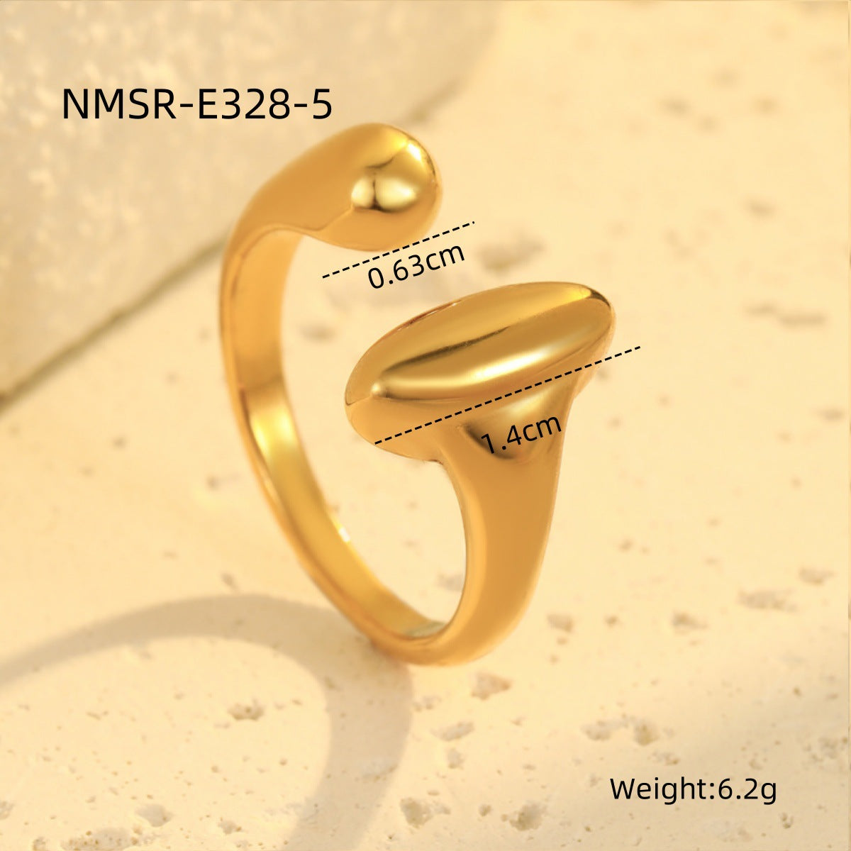 Anello Minimalista Geometrico da Donna in Acciaio Inossidabile con Finitura Galvanica, Design a Fascia Aperta Regolabile