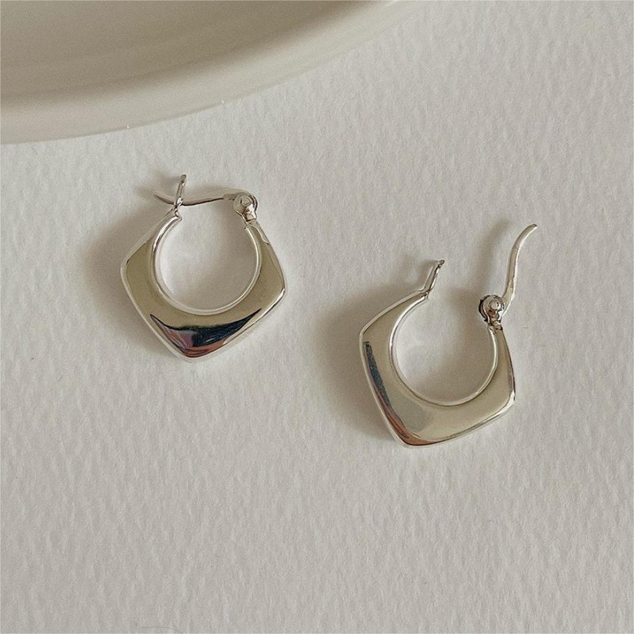 Minimalist Sweet 925 Sterling Silver Geometric Letter Plated Earrings