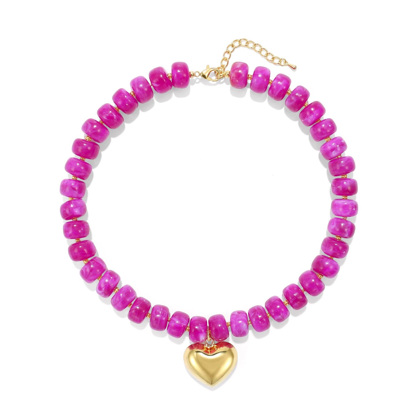 Fashionable Geometric Heart Acrylic Beaded Necklace for Women Casual Daily Wear Cable Chain