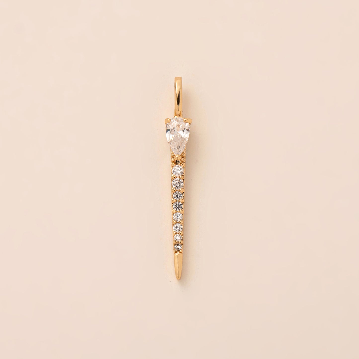Minimalist Brass Cross Pendant with Cubic Zirconia Plating Charm Bar