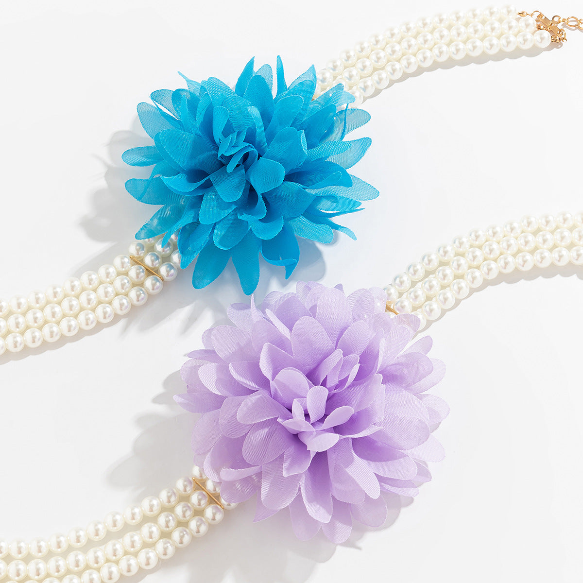 Vintage Floral Imitation Pearl Plated Ball Chain Necklace for Women