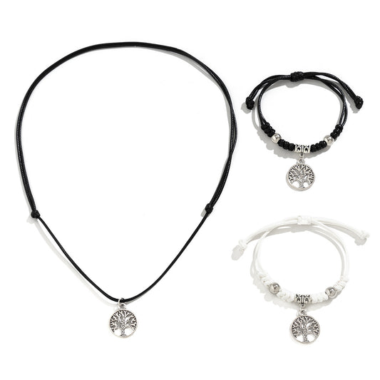 Collar con colgante de aleación vintage en forma de estrella con cordón ajustable y borla para mujer
