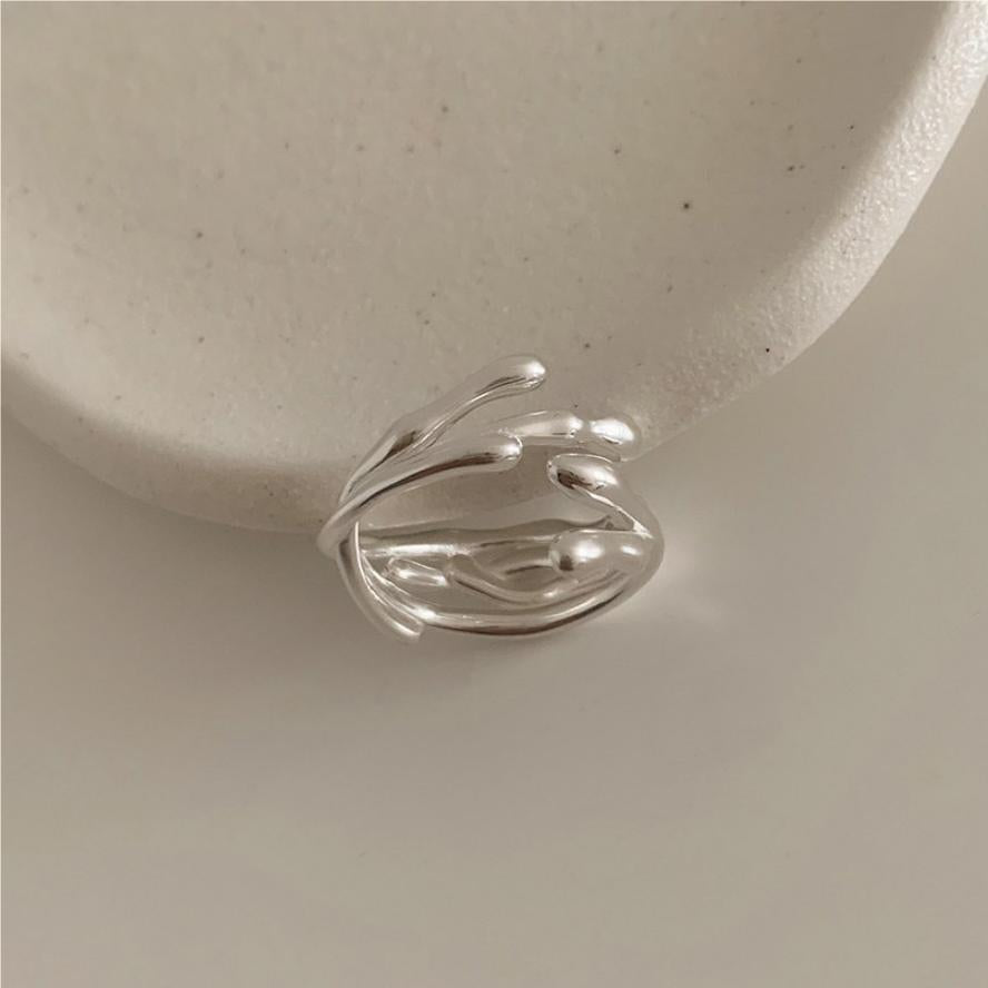 Anello placcato in argento sterling 925 con decorazioni floreali