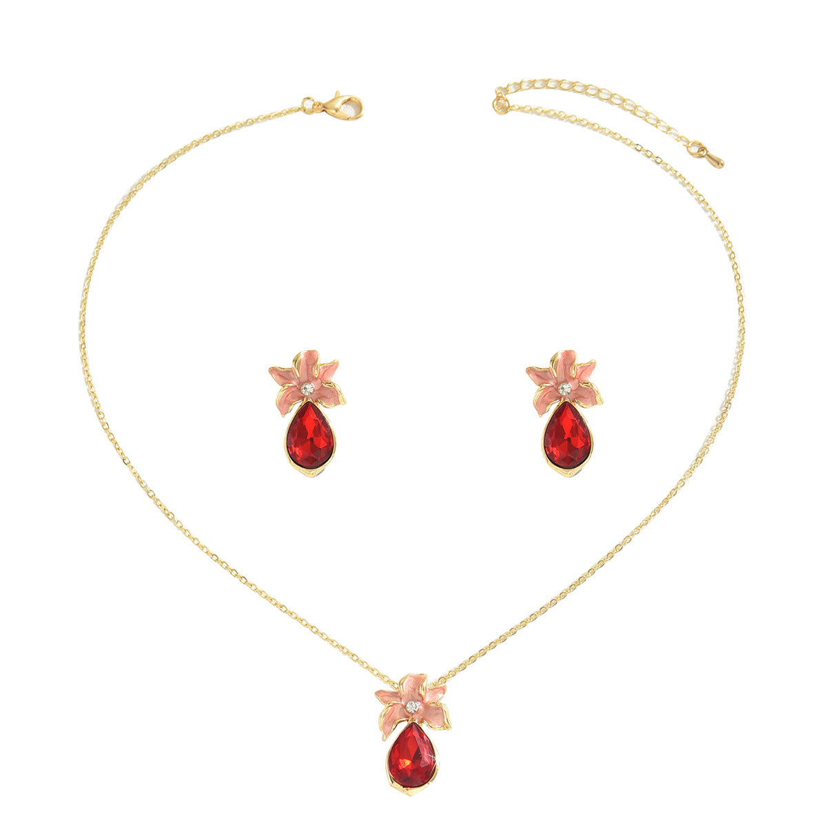 Collar con colgante floral minimalista con incrustaciones de circonita en cadena de cobre para mujer