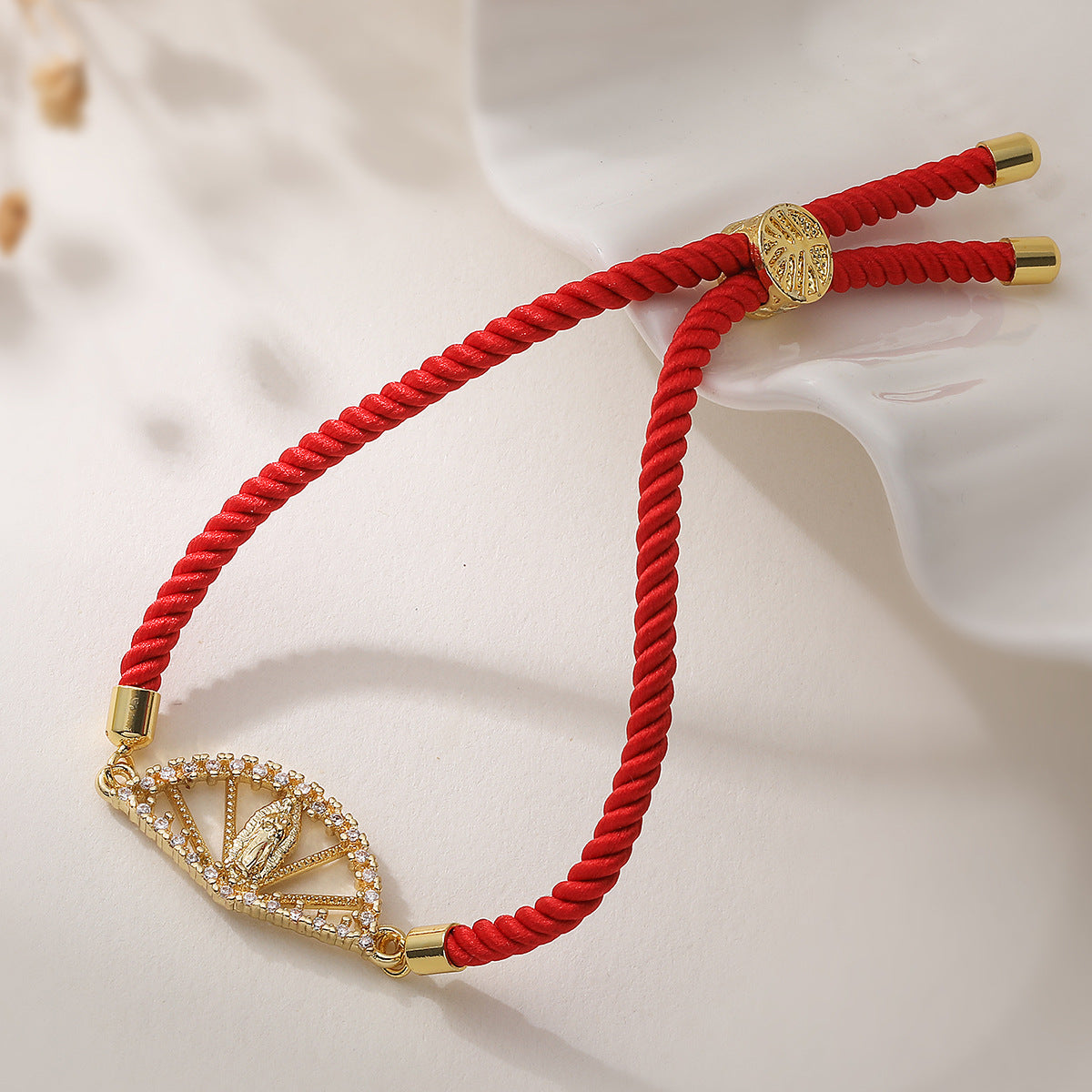 Vintage Geometric Brass Gold Plated Cubic Zirconia Inlay Bracelet for Women